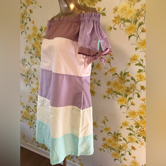 Off shoulders color block mini dress size M - Picture 8 of 9